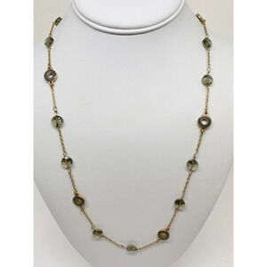 J. Crew Gray Disc & Crystal Necklace